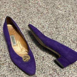 Vintage Bally Purple 1 “ Heels with Gold Accent